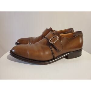 Moreschi Monk Strap Buckle Brown Leather Oxford Loafer Dress Shoes Mens Size 8